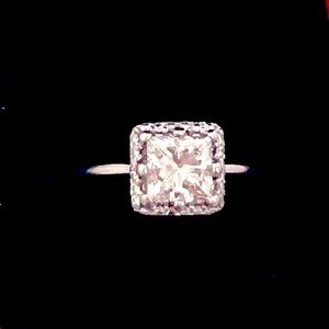 Tacori platinum diamond engagement ring w/ 2.17 ct center princess cut diamond.